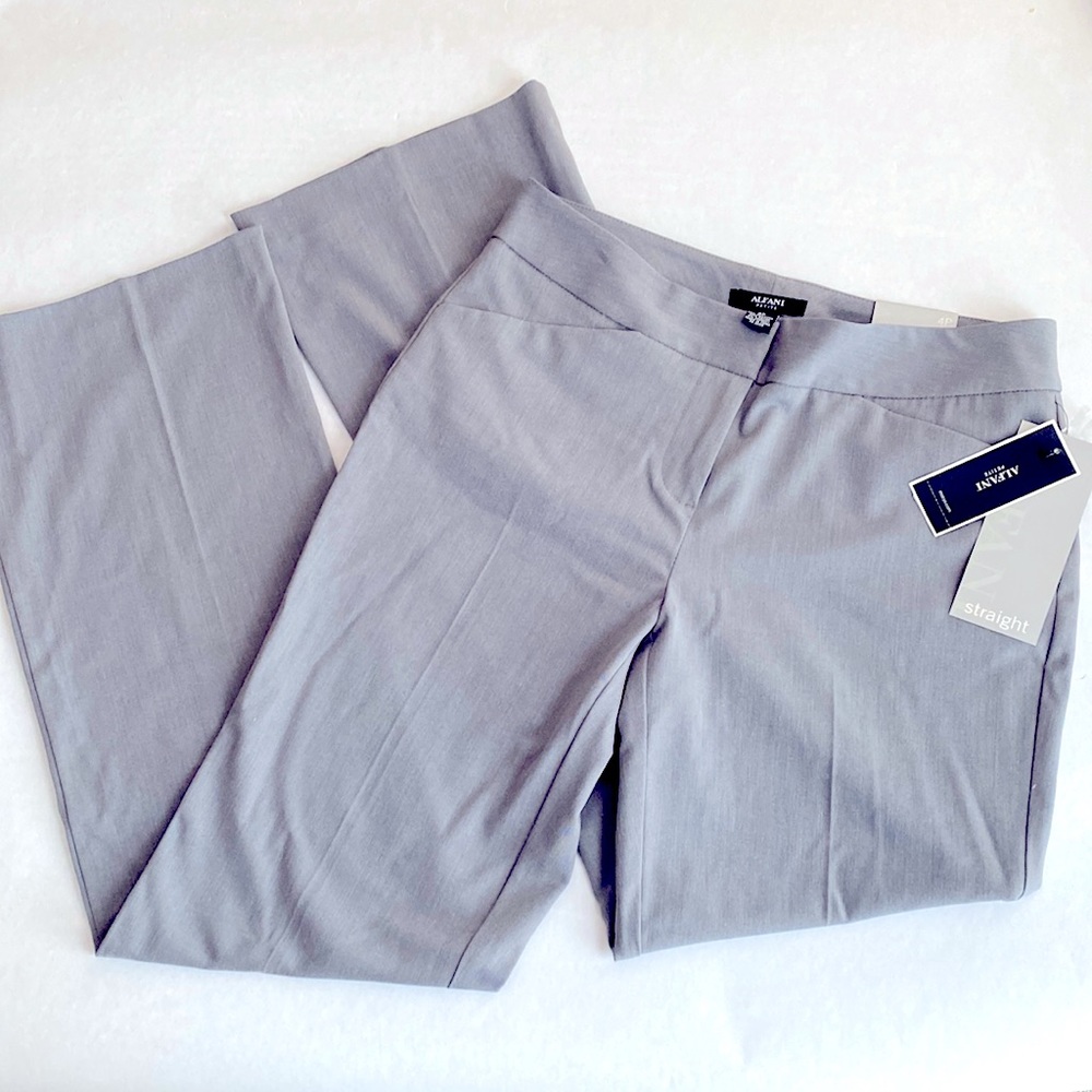 Woman’s Alfani Straight Leg Grey Dress Pants 4P Petite NWT